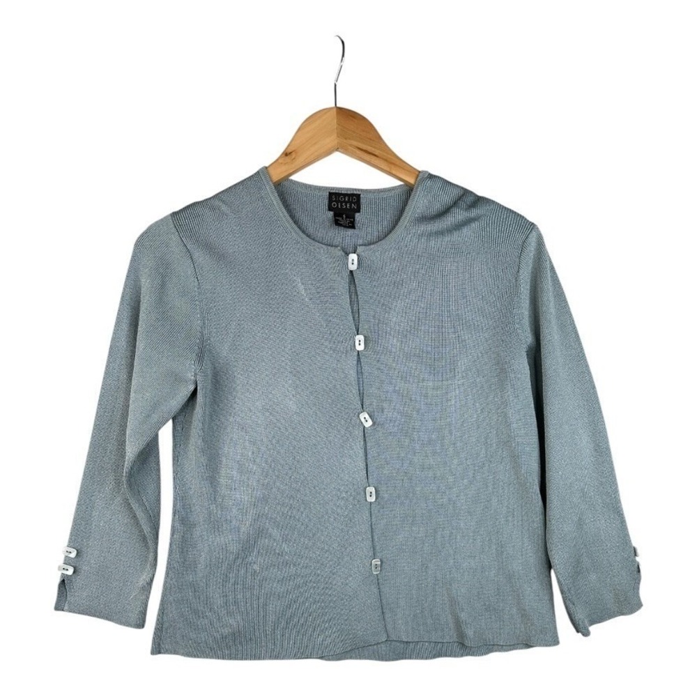 Sigrid Olsen Women's‎ Blue Button Up Cardigan Size Small
